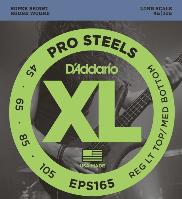 Daddario EPS165 Regular Light Top/Medium Bottom Long Scale Bass Strings 045-105 Bulk